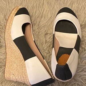 J. Crew Black and White Wedge Espadrilles